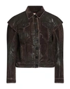 High Woman Jacket Dark Brown Size 8 Cotton, Rayon, Elastane In Brown