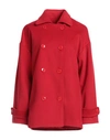 CARACTERE CARACTÈRE WOMAN COAT RED SIZE 10 POLYESTER, VISCOSE, ELASTANE