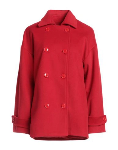 Caractere Caractère Woman Coat Red Size 10 Polyester, Viscose, Elastane