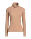 Kaos Woman Turtleneck Camel Size M Viscose, Polyester, Polyamide In Beige