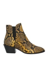 Tod's Woman Ankle Boots Yellow Size 7.5 Soft Leather, Textile Fibers In Yellow