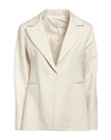 Eleonora Stasi Woman Blazer Cream Size 10 Viscose, Nylon, Elastane In White