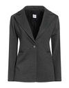 Eleonora Stasi Woman Blazer Charcoal Size 10 Viscose, Nylon, Elastane In Grey
