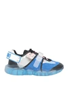 MOSCHINO MOSCHINO MAN SNEAKERS AZURE SIZE 8 SOFT LEATHER, TEXTILE FIBERS