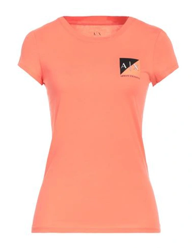Armani Exchange Woman T-shirt Salmon Pink Size Xl Polyester, Cotton