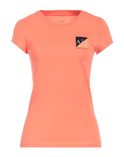 Armani Exchange Woman T-shirt Salmon Pink Size Xl Polyester, Cotton In Pink