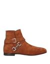 Ferragamo Man Ankle Boots Tan Size 12 Soft Leather In Brown