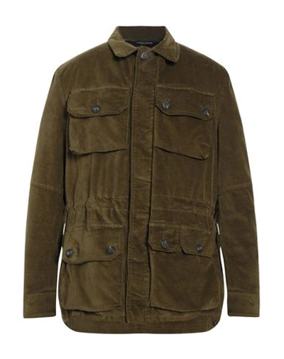 Messagerie Man Jacket Military Green Size L Cotton, Elastane