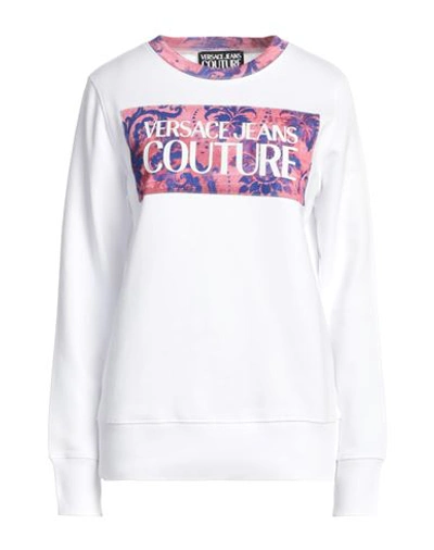 Versace Jeans Couture Woman Sweatshirt White Size S Cotton, Elastane In White