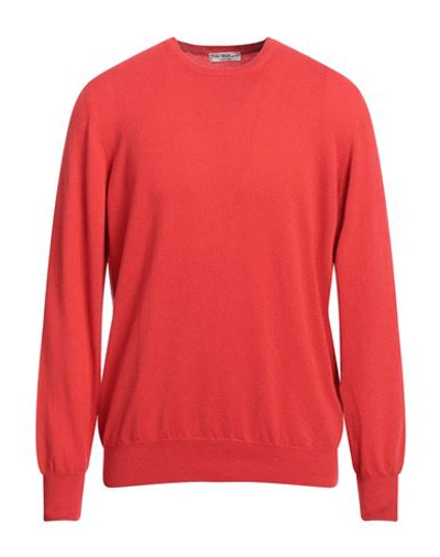 John Wellington Man Sweater Tomato Red Size 46 Virgin Wool, Viscose, Cashmere