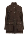 Dondup Woman Jacket Chocolate Brown Size 8 Cotton, Wool, Virgin Wool, Polyamide In Brown