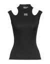 Versace Jeans Couture Woman Tank Top Black Size 0 Viscose, Polyester, Polyamide In Black
