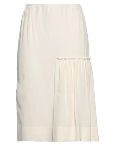 Ferragamo Woman Midi Skirt Ivory Size 10 Silk In Beige