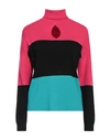 Kaos Woman Turtleneck Fuchsia Size M Viscose, Polyester, Polyamide In Pink