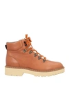 Hogan Woman Ankle Boots Tan Size 8 Leather, Textile Fibers In Brown