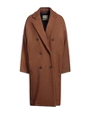 Momoní Woman Coat Brown Size 10 Wool, Lyocell, Polyamide