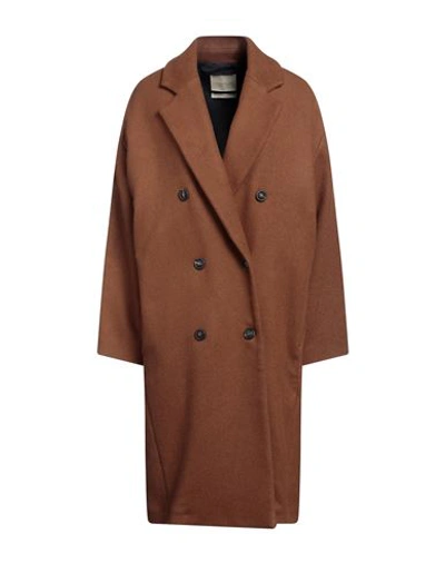 Momoní Woman Coat Brown Size 10 Wool, Lyocell, Polyamide