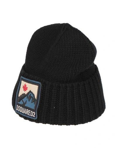 Dsquared2 Man Hat Black Size Onesize Wool, Viscose, Polyamide, Cashmere In Black