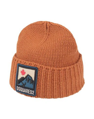Dsquared2 Man Hat Camel Size S Wool, Viscose, Polyamide, Cashmere In Beige