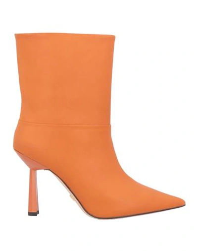 Lola Cruz Woman Ankle Boots Orange Size 11 Soft Leather