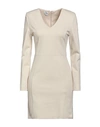 Eleonora Stasi Woman Mini Dress Ivory Size 10 Viscose, Nylon, Elastane In White