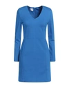 Eleonora Stasi Woman Mini Dress Azure Size 10 Viscose, Nylon, Elastane In Blue