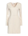Eleonora Stasi Woman Mini Dress Beige Size 8 Viscose, Nylon, Elastane
