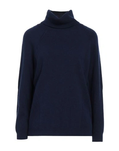 Croche Crochè Woman Turtleneck Midnight Blue Size L Merino Wool, Viscose, Cashmere, Polyamide In Blue