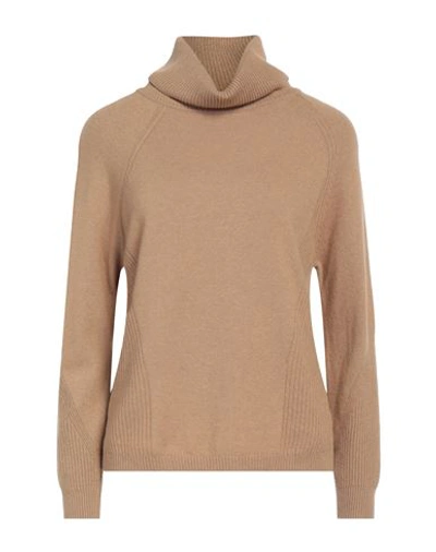 Croche Crochè Woman Turtleneck Camel Size S Merino Wool, Viscose, Cashmere, Polyamide In Beige