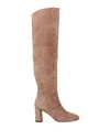Bibi Lou Woman Knee Boots Light Brown Size 11 Soft Leather In Beige