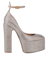 Valentino Crystal-embellished Suede Platform Pumps In Pink