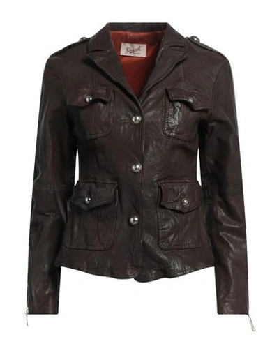 Stewart Woman Jacket Dark Brown Size 8 Lambskin