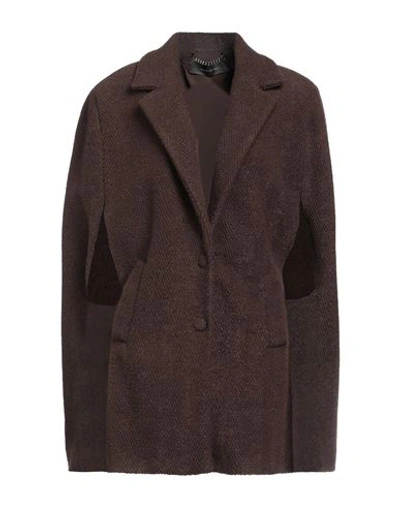 Federica Tosi Woman Coat Brown Size 8 Virgin Wool, Polyamide