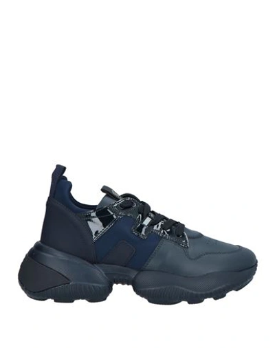 Hogan Neoprene And Leather Sneakers In Blue
