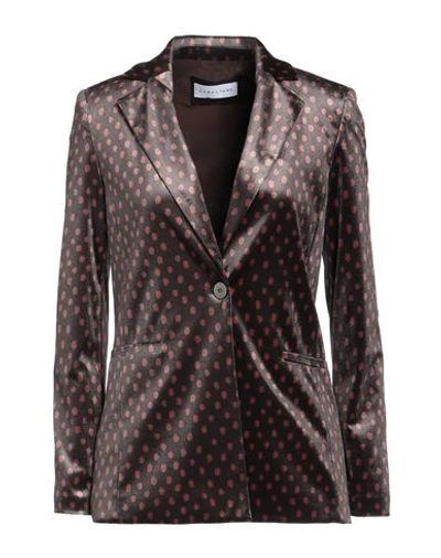 Caractere Caractère Woman Blazer Dark Brown Size 6 Polyester, Elastane