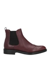 Tod's Woman Ankle Boots Burgundy Size 6 Soft Leather In Red