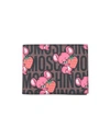MOSCHINO MOSCHINO WOMAN WALLET COCOA SIZE - SOFT LEATHER, TEXTILE FIBERS