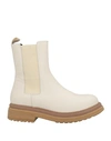 Marella Woman Ankle Boots Ivory Size 10 Soft Leather In White