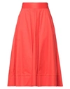 Milva Mi Woman Midi Skirt Red Size L Cotton, Elastane