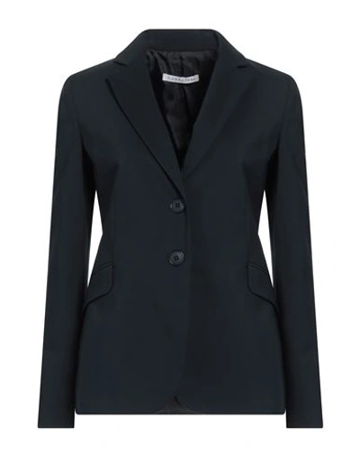 Caractere Caractère Woman Blazer Midnight Blue Size 12 Cotton, Polyester, Elastane In Blue