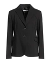 Caractere Caractère Woman Suit Jacket Black Size 12 Cotton, Polyester, Elastane