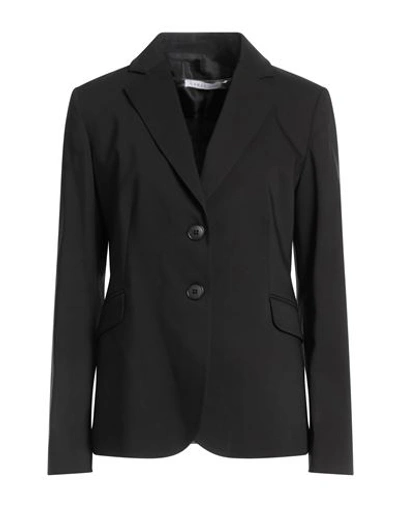 Caractere Caractère Woman Suit Jacket Black Size 12 Cotton, Polyester, Elastane In Black
