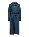 Momoní Woman Midi Dress Blue Size 12 Viscose, Virgin Wool