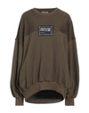 Versace Jeans Couture Woman Sweatshirt Military Green Size Xl Cotton