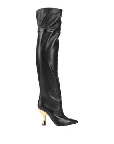 Moschino Woman Knee Boots Black Size 11 Soft Leather