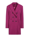 Amnè Woman Overcoat & Trench Coat Magenta Size 10 Polyester, Viscose, Elastane
