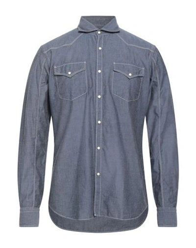 Alessandro Gherardi Man Shirt Slate Blue Size 15 ¾ Cotton