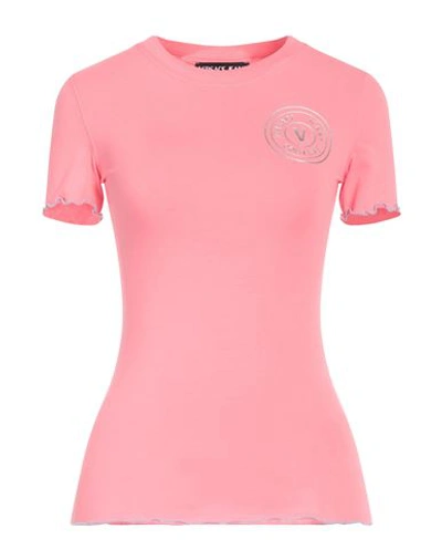 Versace Jeans Couture Woman T-shirt Pink Size Xs Cotton, Elastane