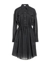 Brunello Cucinelli Woman Midi Dress Lead Size 3xl Virgin Wool, Brass In Grey