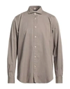 Portofiori Man Shirt Khaki Size 16 Cotton In Beige